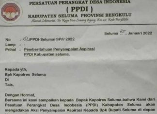 PPDI Kabupaten Seluma Menggelar Aksi Penyampaian Aspirasi Unjukrasa kesejahteraan Perangkat Desa