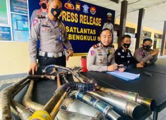 Satlantas Polres Bengkulu Utara Jaring Puluhan Knalpot Racing