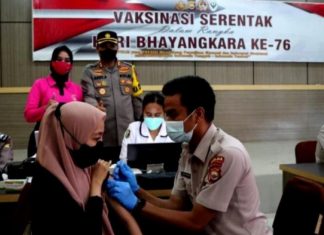 Bhakti Kesehatan Serentak Seluruh Indonesia dan Zoom Meting Vaksinasi Covid-19 dan Dalam Rangka Hari Bhayangkara Ke-76 Tahun 2022