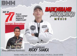 Warnai HUT RI Ke-77, Pemuda Kreatif Mukomuko Akan Gelar Mini Konser di Danau Nibung Banner Kegiatan Wisata Danau Nibung yang akan dimeriahkan Ricku Suaka