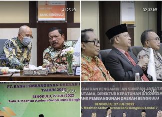 Gubernur dan Bupati – Walikota SE Provinsi Gelar RUPSLB Bank Bengkulu Tahun 2022