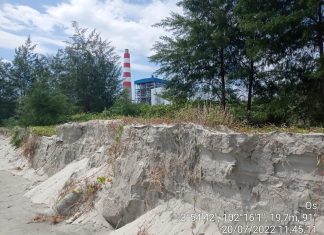 Kolam Pembuangan Limbah Air Bahang PLTU Teluk Sepang Jebol