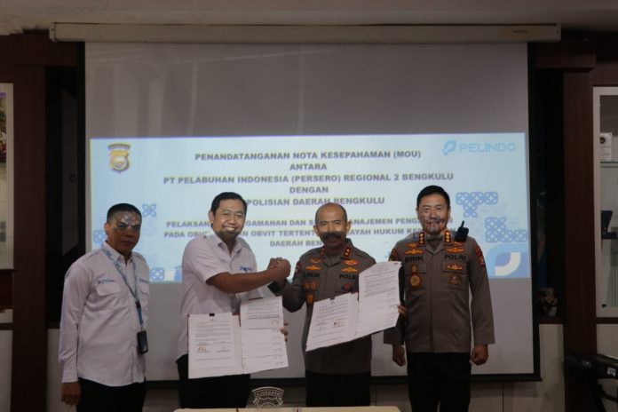 Polda Bengkulu dan Pelindo Tandatangani MoU Perpanjangan Pengamanan