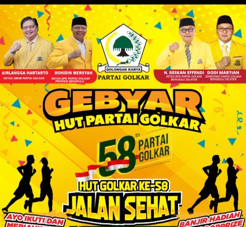 Jalan Sehat HUT Golkar Ke-58, Ribuan Kupon dan Doorprize Jutaan untuk Warga Bengkulu Selatan