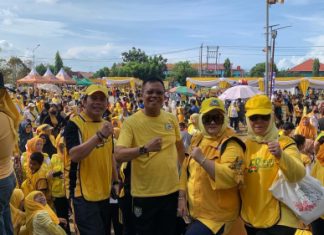 Peserta Jalan Sehat Hut Golkar Ke-58 di Bengkulu Meriah