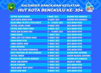 Ini Rangkaian Kegiatan Hari Jadi Kota Bengkulu Ke 304