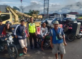 Kunjungan Satlantas Polres Lebong, Sampaikan Himbauan Kamseltibcar Lantas Kepada Petugas Parkir