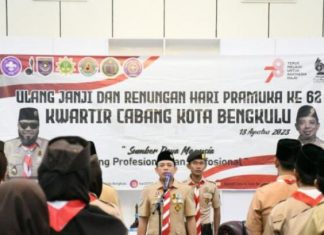 Ulang Janji Hari Pramuka ke-62, Kwarcab 0704 Kota Bengkulu Renungan Suci