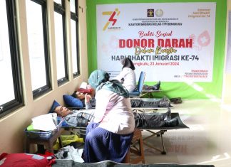 Peringati HBI Ke-74, Kanwil Kemenkumham Bengkulu Gelar Donor Darah