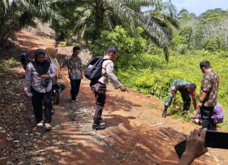 Bhabinkantibmas Lais, Monitoring dan Evaluasi Rehab Jalan Usaha Tani Desa Datar Lebar