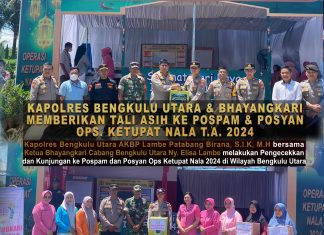 Kapolres BU Bersama Bhayangkari Berikan Tali Asih Petugas Jaga Pos Pam Dan Pos Yan