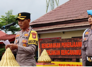Polres Rejang Lebong Gelar Apel Persiapan Pengamanan Kegiatan Pawai Takbir Keliling