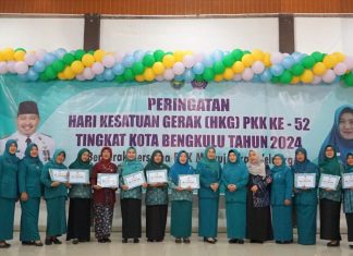 Hadiri Peringatan HKG TP PKK Ke-52 tingkat Kota Bengkulu Tahun 2024, Ini Pesan Pj Walikota
