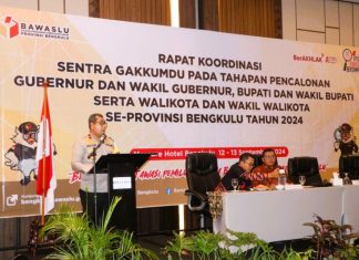 Wujudkan Pemilu Sejuk, Aman dan Damai, Polda Bengkulu dan Polres Jajaran Ikuti Rakor Sentra Gakkumdu Se-provinsi Bengkulu