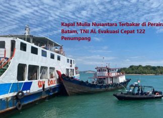 Kapal Mulia Nusantara Terbakar di Perairan Batam, TNI AL Evakuasi Cepat 122 Penumpang