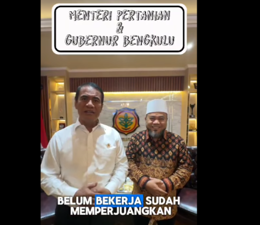 Gubernur Terpilih Helmi Hasan Raih Anggaran Rp128 Miliar dari Kementan untuk Bengkulu