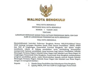 Wali Kota Bengkulu Terbitkan Instruksi Larangan Penahanan Ijazah