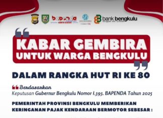 Gubernur Bengkulu Berlakukan Keringanan Pajak Kendaraan hingga Akhir 2025