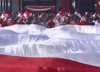 HUT RI Ke-80, Bengkulu Tengah Gelar Pembentangan Bendera Merah Putih Terpanjang