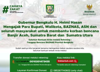 Pemprov Bengkulu Galang Donasi Massal bagi Korban Bencana Aceh–Sumbar–Sumut