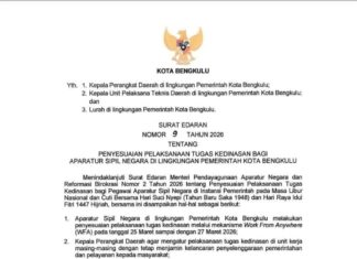 Pemkot Bengkulu Berlakukan WFA bagi ASN 25–27 Maret 2026 Jelang Libur Nyepi dan Idul Fitri