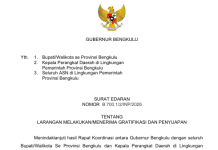 Gubernur Bengkulu Terbitkan Edaran Larangan Gratifikasi dan Suap bagi ASN