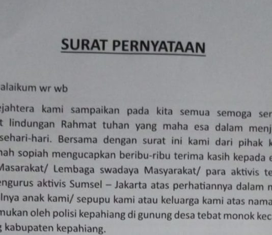 Keluarga Korban Sopiah Imbau Aktivis Tidak Demo, Fokus pada Proses Hukum